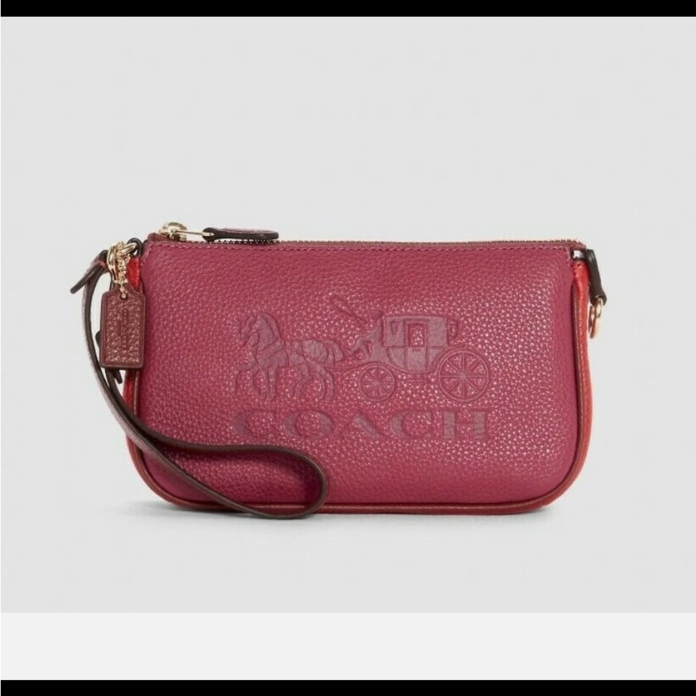 Coach Burgundy Leather Wristlet